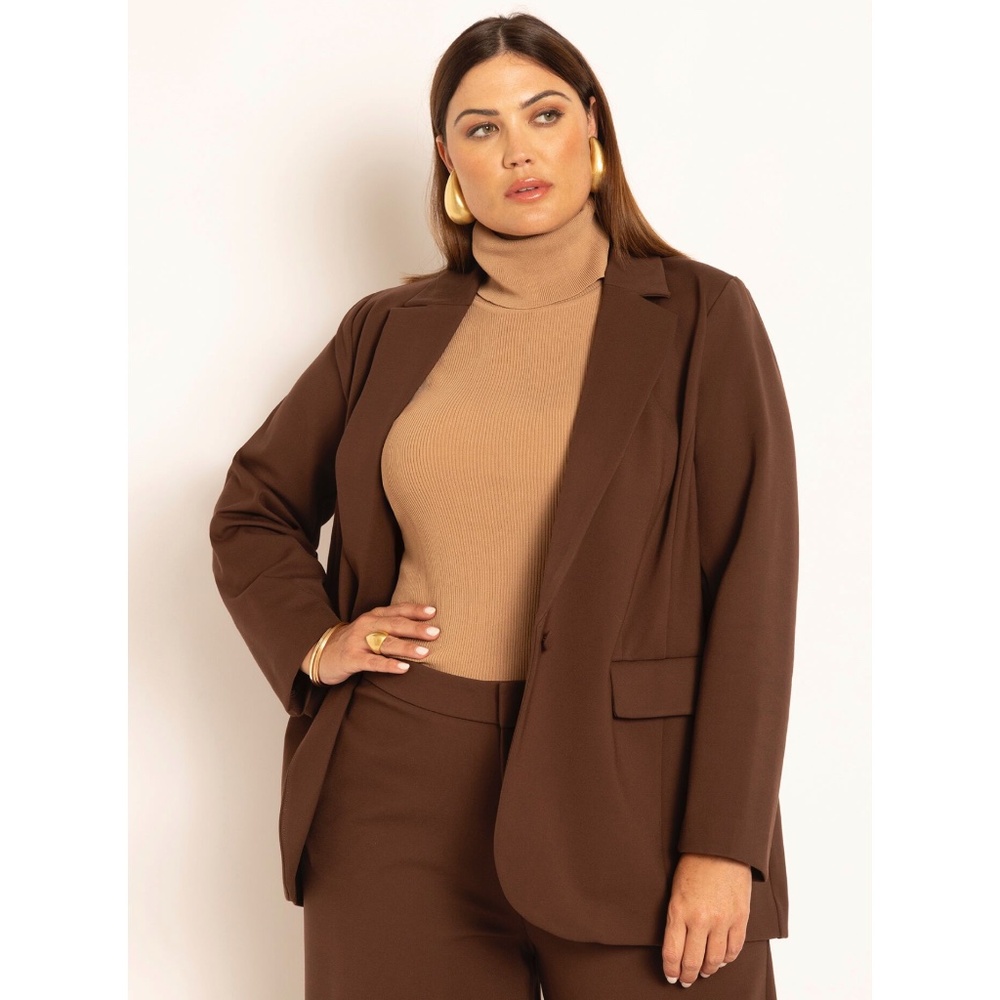NWT Eloquii Chocolate Brown The Ultimate Nipped Waist Blazer Size 28